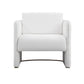 Usso 30 Inch Lounge Chair, Diamond Quilt, White Faux Leather Upholstery By Casagear Home