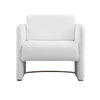 Usso 30 Inch Lounge Chair, Diamond Quilt, White Faux Leather Upholstery By Casagear Home