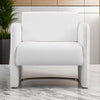 Usso 30 Inch Lounge Chair, Diamond Quilt, White Faux Leather Upholstery By Casagear Home