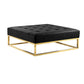 Ipp 40 Inch Ottoman Button Tufted Black Faux Leather Square Padded Gold By Casagear Home BM313554