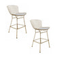 28 Inch Barstool Chair Set of 2 with 4 Cushions Faux Leather Gold Metal By Casagear Home BM313560