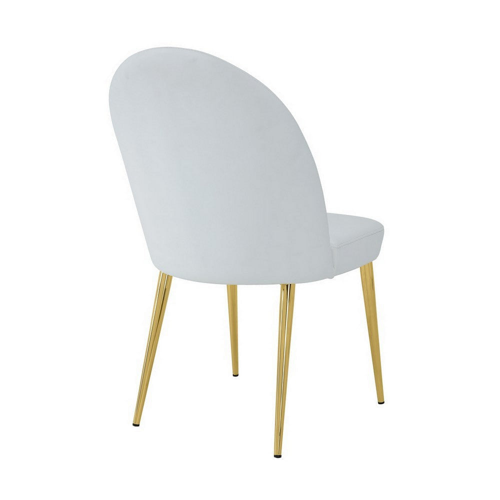 Era 24 Inch Dining Chair Set of 2 Curved Back White Faux Leather Gold By Casagear Home BM313563