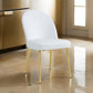 Era 24 Inch Dining Chair Set of 2, Curved Back, White Faux Leather, Gold By Casagear Home