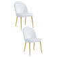 Era 24 Inch Dining Chair Set of 2 Curved Back White Faux Leather Gold By Casagear Home BM313563