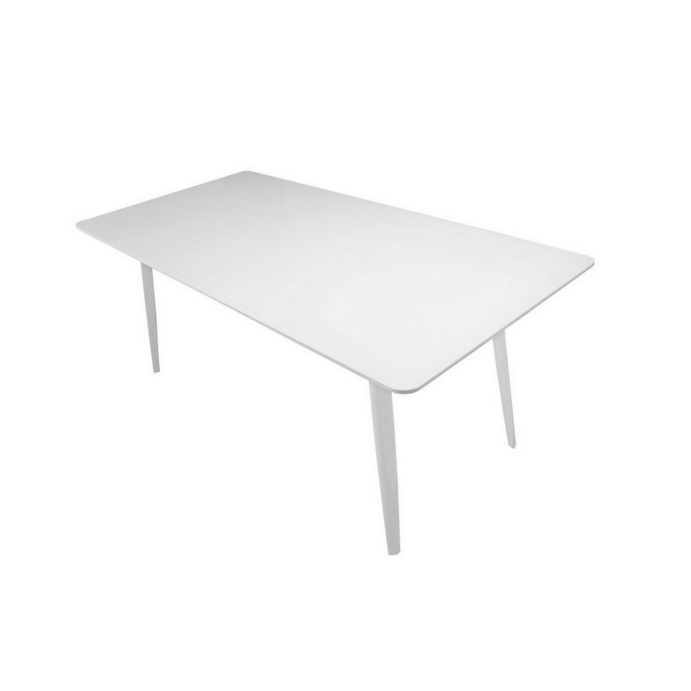 Hle 71 Inch Dining Table, 6 Seater Rectangular Tabletop, White Lacquer By Casagear Home