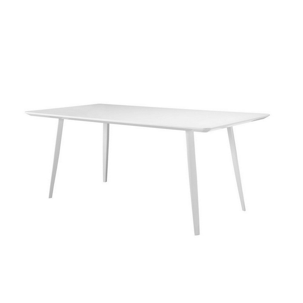 Hle 71 Inch Dining Table, 6 Seater Rectangular Tabletop, White Lacquer By Casagear Home