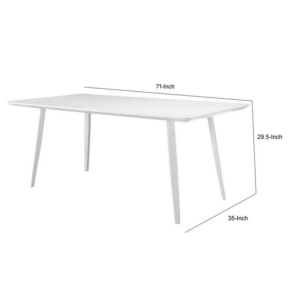 Hle 71 Inch Dining Table, 6 Seater Rectangular Tabletop, White Lacquer By Casagear Home