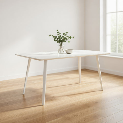Hle 71 Inch Dining Table, 6 Seater Rectangular Tabletop, White Lacquer By Casagear Home