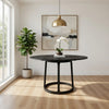Hane 47 Inch Dining Table, Round Wood Tabletop, Sleek Black Metal Finish By Casagear Home