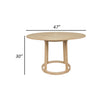 Hane 47 Inch Dining Table Round Tabletop Natural Brown Oak Wood Veneer By Casagear Home BM313568