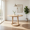 Hane 47 Inch Dining Table, Round Tabletop, Natural Brown Oak Wood Veneer By Casagear Home