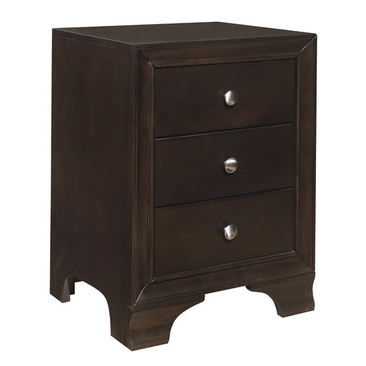 Folu 26 Inch Nightstand, USB Port, 3 Drawers with Chrome Knobs, Brown By Casagear Home