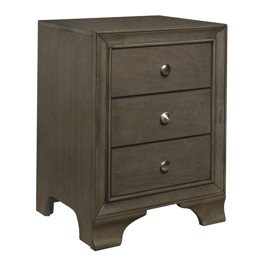 Folu 26 Inch Nightstand, USB Port, 3 Drawers with Chrome Knobs, Gray Finish By Casagear Home