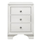 Folu 26 Inch Nightstand USB Port 3 Drawers with Chrome Knobs White By Casagear Home BM313571