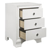 Folu 26 Inch Nightstand USB Port 3 Drawers with Chrome Knobs White By Casagear Home BM313571