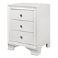 Folu 26 Inch Nightstand USB Port 3 Drawers with Chrome Knobs White By Casagear Home BM313571