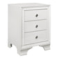 Folu 26 Inch Nightstand USB Port 3 Drawers with Chrome Knobs White By Casagear Home BM313571