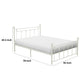 Leu Full Platform Bed Open Slatted Frame with Ball Finials White Metal By Casagear Home BM313576