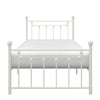 Leu Twin Platform Bed Open Slatted Frame with Ball Finials White Metal By Casagear Home BM313577