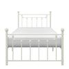 Leu Twin Platform Bed Open Slatted Frame with Ball Finials White Metal By Casagear Home BM313577