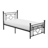 Ayu Twin Platform Bed Quatrefoil Pattern and Ball Finials Black Metal By Casagear Home BM313578