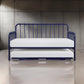 Ziva Daybed with Lift Up Trundle Navy Blue Metal Frame Folding Legs By Casagear Home BM313584