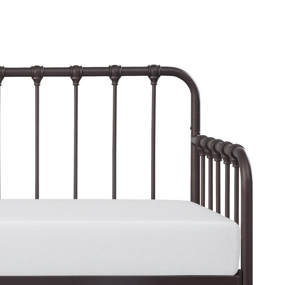 Ziva Daybed with Lift Up Trundle Dark Bronze Metal Frame Folding Legs By Casagear Home