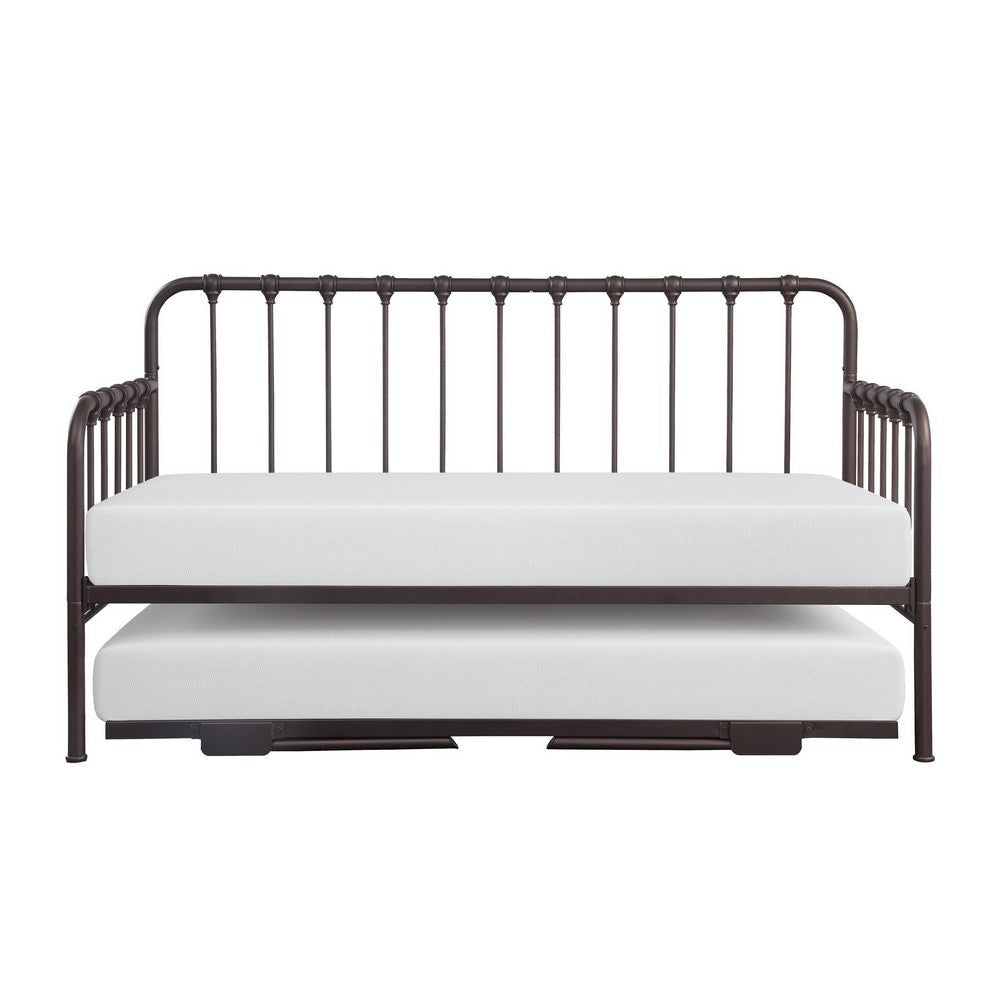 Ziva Daybed with Lift Up Trundle Dark Bronze Metal Frame Folding Legs By Casagear Home