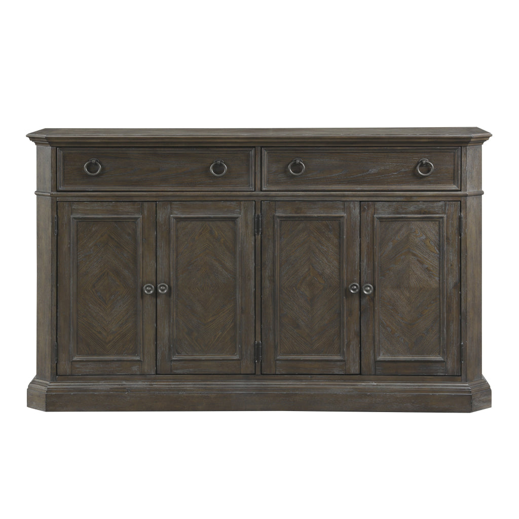 Koa 66 Inch Sideboard Server Console 2 Beveled Drawers Driftwood Brown By Casagear Home BM313586