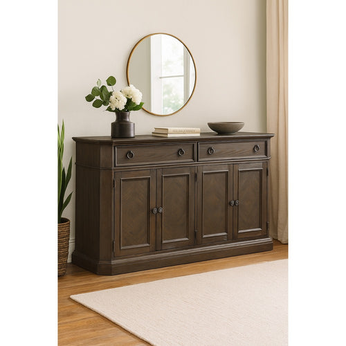 Koa 66 Inch Sideboard Server Console, 2 Beveled Drawers, Driftwood Brown By Casagear Home