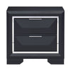 Rosy 27 Inch Nightstand 2 Drawers Chrome Accents Midnight Blue Wood By Casagear Home BM313588