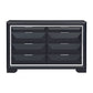 Rosy 60 Inch Dresser 8 Drawers Chrome Metal Accents Midnight Blue Wood By Casagear Home BM313589