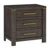 Carie 29 Inch Nightstand 3 Drawers Gold Accent Handles Brown Gray Wood By Casagear Home BM313590