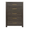 Carie 58 Inch Tall Dresser Chest 5 Drawers Gold Handles Brown Gray Wood By Casagear Home BM313592