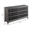 Stacy 64 Inch Dresser 6 Faux Leather Upholstered Drawers Gray Wood By Casagear Home BM313594