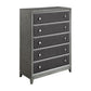 Stacy 55 Inch Tall Dresser Chest 5 Faux Leather Upholstered Drawers Gray By Casagear Home BM313595