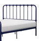 Ethan Queen Size Bed Classic Open Slatted Metal Frame Design Blue By Casagear Home BM313596