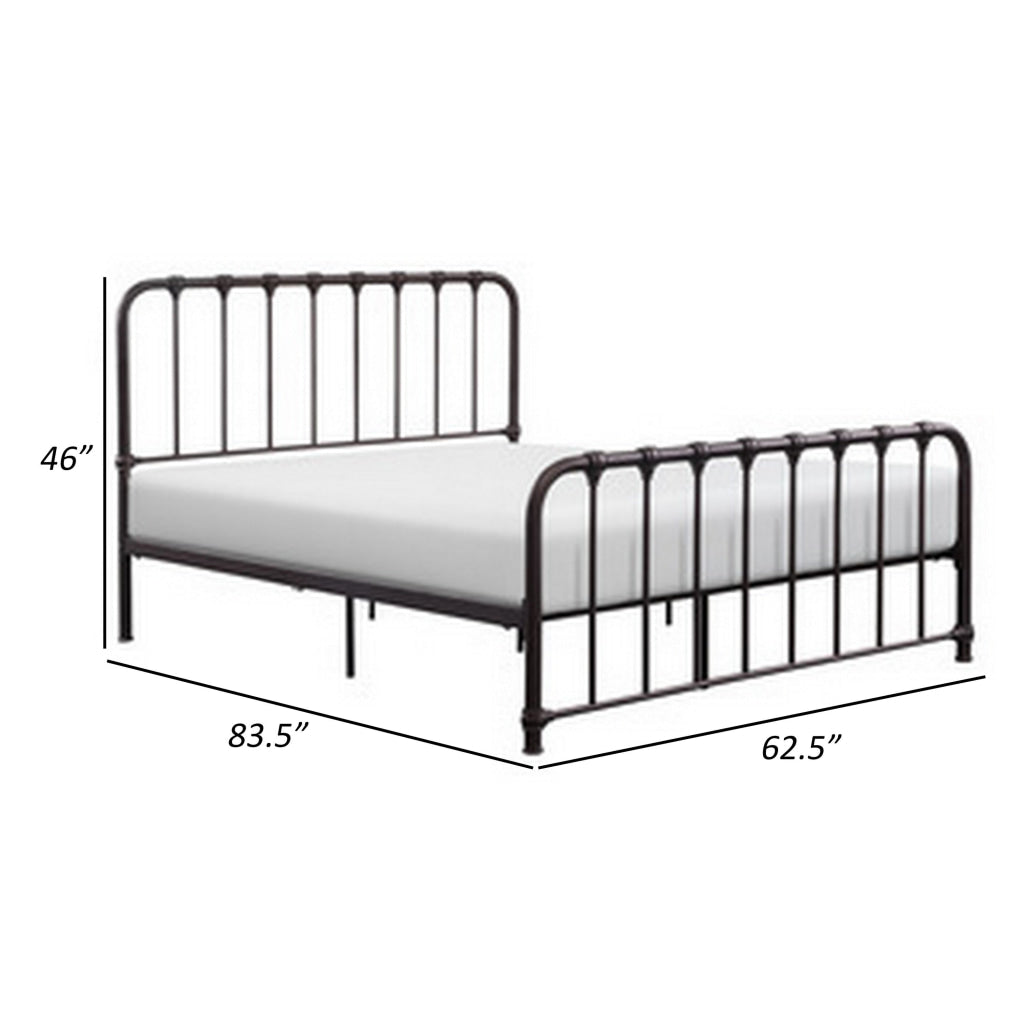 Ethan Queen Size Bed Classic Open Slatted Metal Frame Design Dark Bronze By Casagear Home BM313597