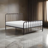 Ethan Queen Size Bed, Classic Open Slatted Metal Frame Design, Dark Bronze By Casagear Home