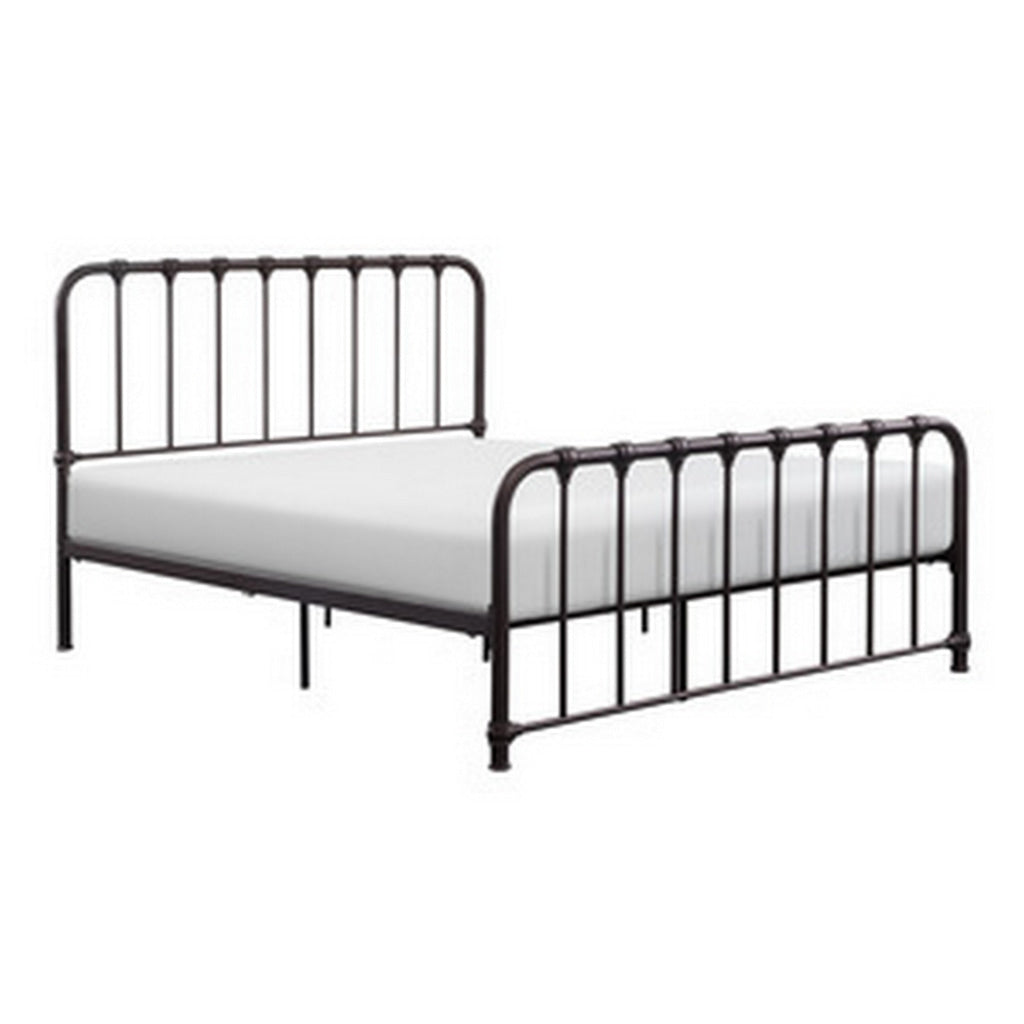 Ethan Queen Size Bed Classic Open Slatted Metal Frame Design Dark Bronze By Casagear Home BM313597