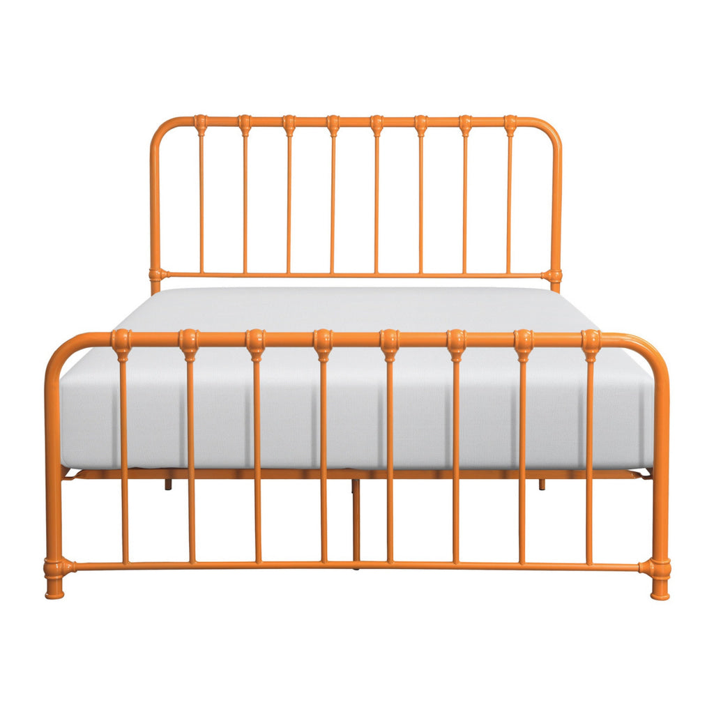 Ethan Queen Size Bed Classic Open Slatted Metal Frame Design Orange By Casagear Home BM313598