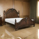 Belvi Queen Size Bed with Tall Headboard, Carved Finials, Brown Solid Wood By Casagear Home