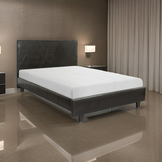 Leo California King Size Platform Bed, Brown Faux Leather, Solid Wood By Casagear Home