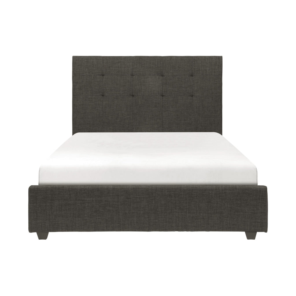 Cady California King Bed Tufted Upholstered Headboard Gray Solid Wood By Casagear Home BM313604