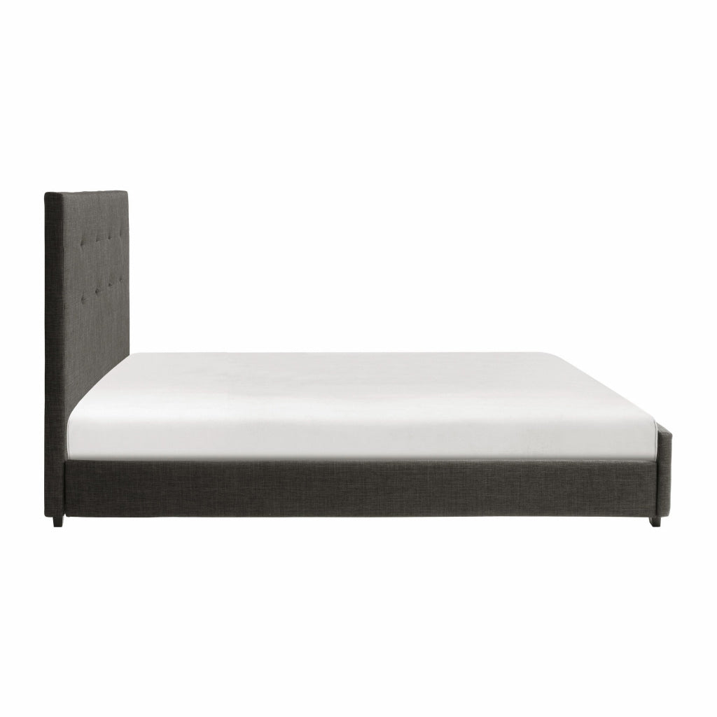 Cady California King Bed Tufted Upholstered Headboard Gray Solid Wood By Casagear Home BM313604