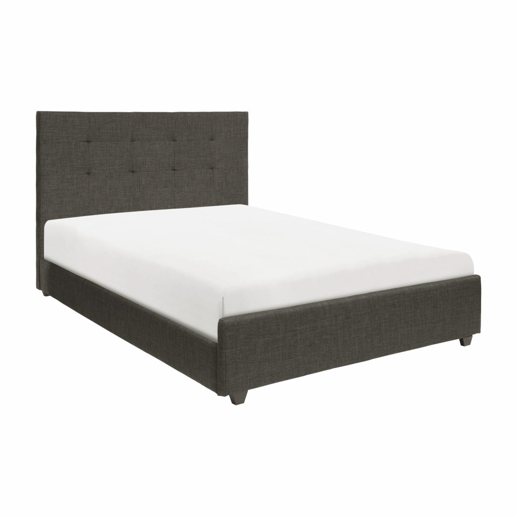 Cady King Size Platform Bed Tufted Upholstered Headboard Gray Solid Wood By Casagear Home BM313605