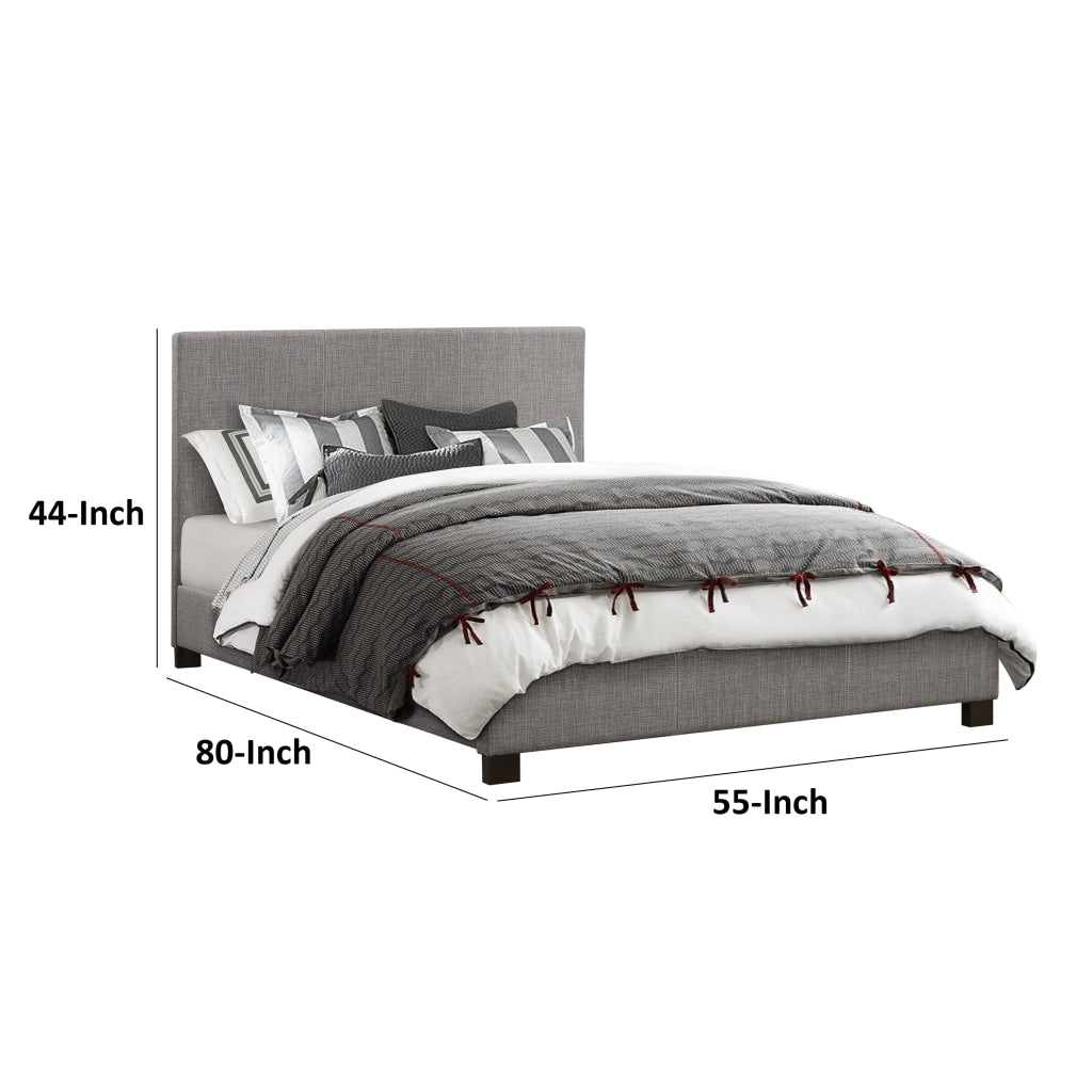 Sin Full Size Platform Bed Panel Headboard Gray Polyester Upholstery By Casagear Home BM313607