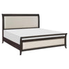 Bron Queen Bed with Sleigh Headboard Design Beige Upholstery Solid Wood By Casagear Home BM313612