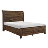 Rick Queen Size Platform Bed Sleigh 2 Footboard Storage Brown Rubberwood By Casagear Home BM313615