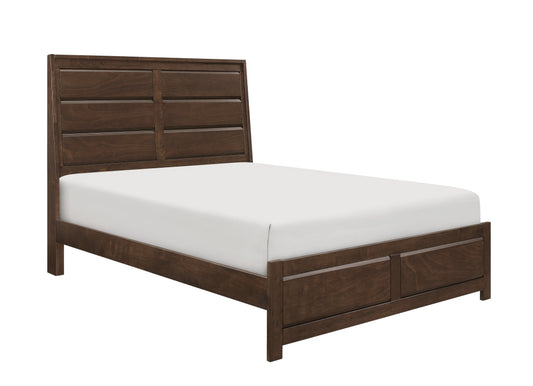 Rawn Queen Bed, Beveled Panel Headboard, Brown Okume Veneer, Solid Wood By Casagear Home